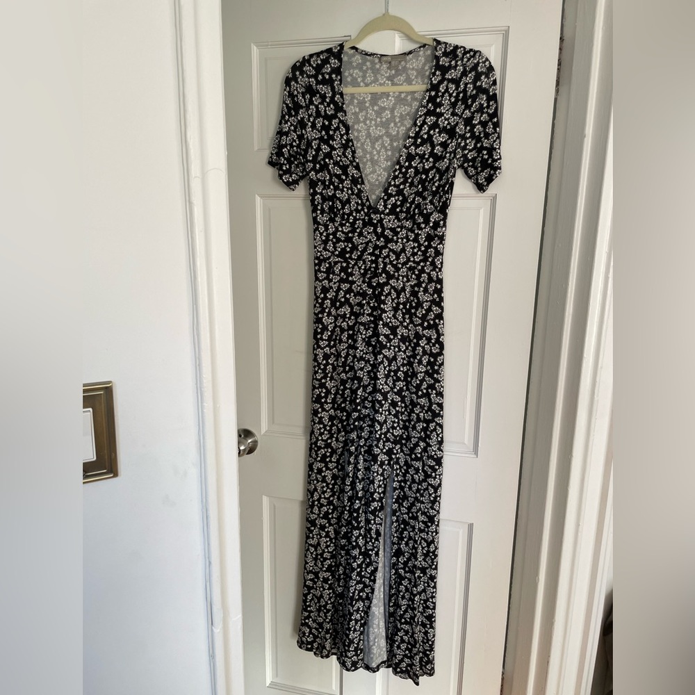 ASOS Black and White Maxi Dress Short Sleeve Crew Neck